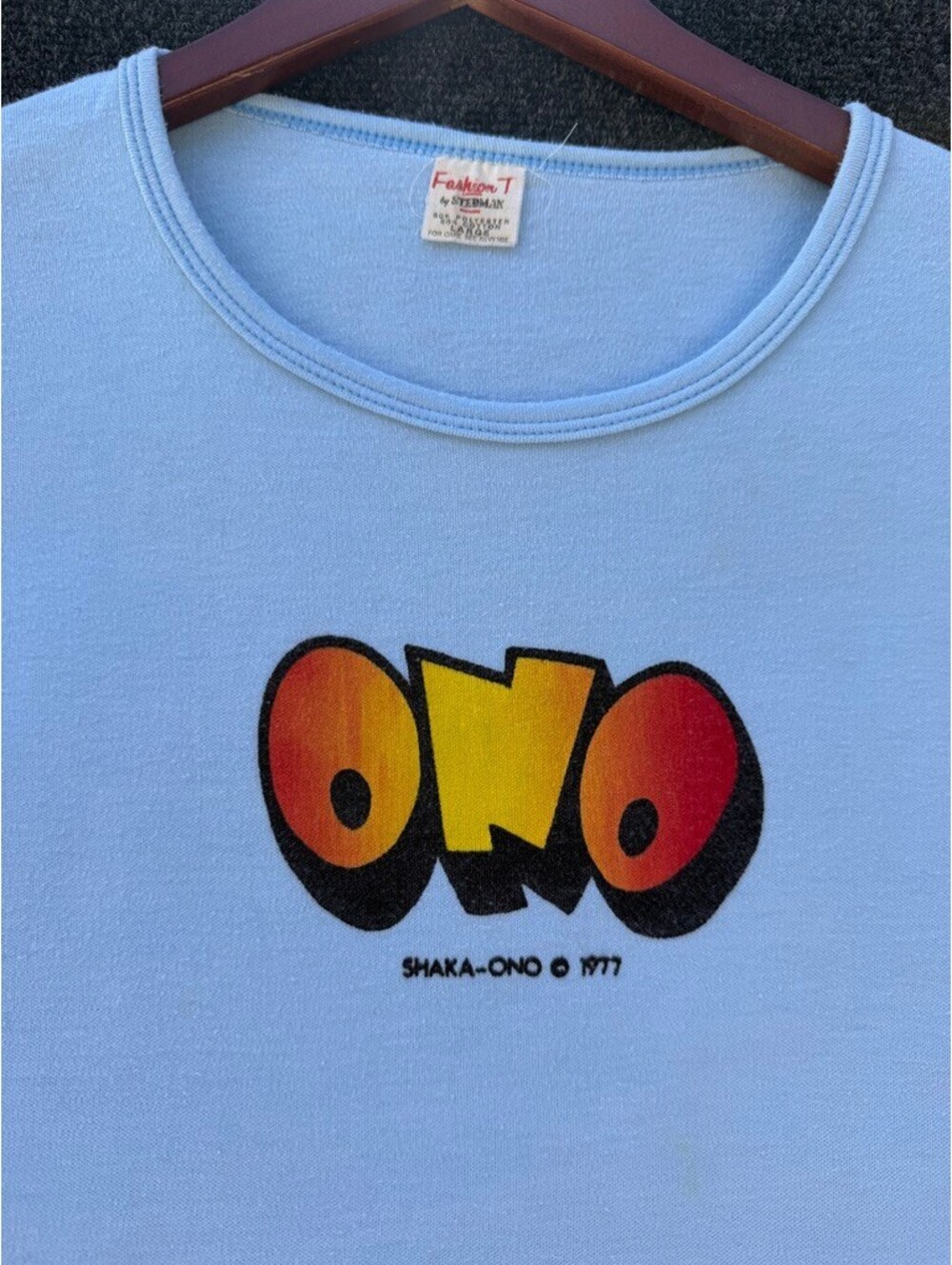 Vintage 1977 Shaka-Ono Graphic Tee Baby Blue Stedman Large